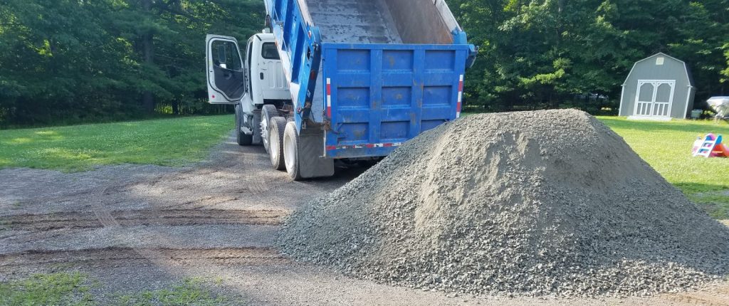 Truck delivering gravel